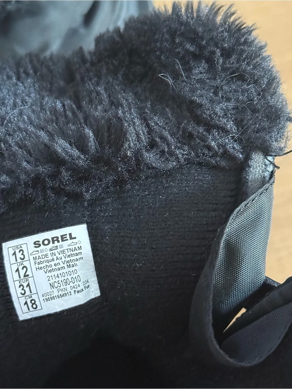 Sorel Commander Black Charcoal Snow Boots Kids 13 Unisex